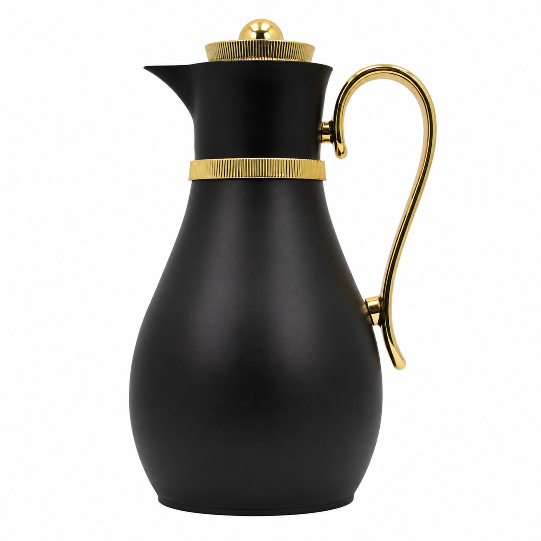 Luxury Insulated Arabic Coffee Carafe - Black-Gold Finish