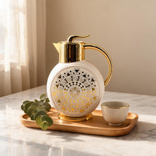 Majlis Mosaic Round Vacuum Jug Flask White & Gold 1L