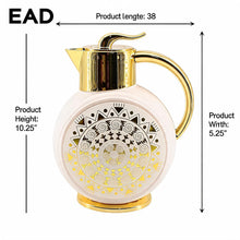 Majlis Mosaic Round Vacuum Jug Flask White & Gold 1L
