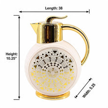 Majlis Mosaic Round Vacuum Jug Flask White & Gold 1L