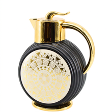 Majlis Mosaic Round Vacuum Jug Flask Black & Gold 1L