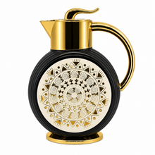 Majlis Mosaic Round Vacuum Jug Flask Black & Gold 1L