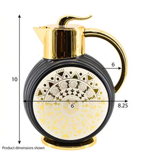 Majlis Mosaic Round Vacuum Jug Flask Black & Gold 1L