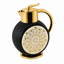 Majlis Mosaic Round Vacuum Jug Flask Black & Gold 1L
