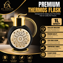 Majlis Mosaic Round Vacuum Jug Flask Black & Gold 1L