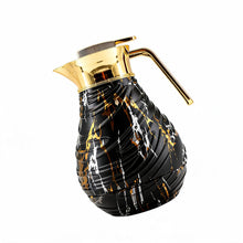 Luxury Insulated Marble-Finish Vacuum Flask with Gold Handle - Black & Gold