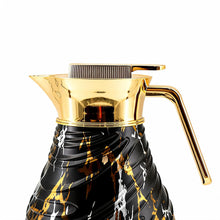 Luxury Insulated Marble-Finish Vacuum Flask with Gold Handle - Black & Gold