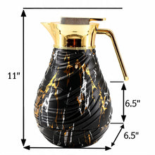 Luxury Insulated Marble-Finish Vacuum Flask with Gold Handle - Black & Gold