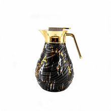 Luxury Insulated Marble-Finish Vacuum Flask with Gold Handle - Black & Gold
