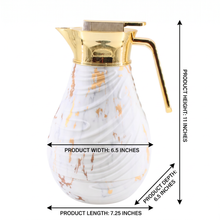Luxury Insulated Marble-Finish Vacuum Flask with Gold Handle - White & Gold