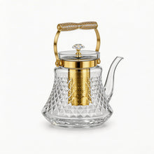 Premium Glass Teapot with Gold Accents & Stainless Steel Infuser - 1.0L