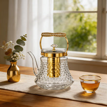 Premium Glass Teapot with Gold Accents & Stainless Steel Infuser - 1.0L