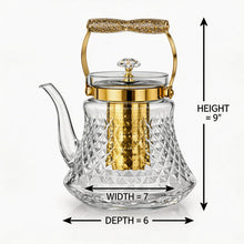 Premium Glass Teapot with Gold Accents & Stainless Steel Infuser - 1.0L
