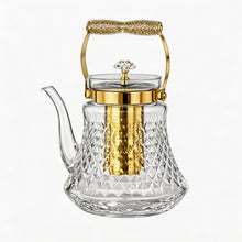 Premium Glass Teapot with Gold Accents & Stainless Steel Infuser - 1.0L