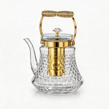 Premium Glass Teapot with Gold Accents & Stainless Steel Infuser - 1.2L