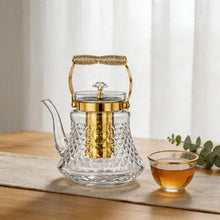 Premium Glass Teapot with Gold Accents & Stainless Steel Infuser - 1.2L