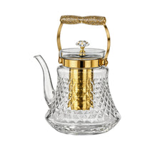 Premium Glass Teapot with Gold Accents & Stainless Steel Infuser - 1.2L Elegant Tea Pot
