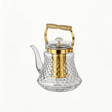 Premium Glass Teapot with Gold Accents & Stainless Steel Infuser - 1.5L