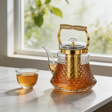Premium Glass Teapot with Gold Accents & Stainless Steel Infuser - 1.5L