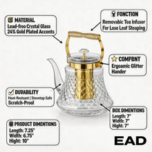 Premium Glass Teapot with Gold Accents & Stainless Steel Infuser - 1.5L