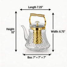 Premium Glass Teapot with Gold Accents & Stainless Steel Infuser - 1.5L
