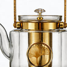Luxury Square Glass Teapot with Gold Accents & Stainless Steel Infuser - 1.3L