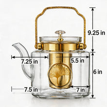 Luxury Square Glass Teapot with Gold Accents & Stainless Steel Infuser - 1.3L