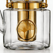 Luxury Square Glass Teapot with Gold Accents & Stainless Steel Infuser - 1.5L