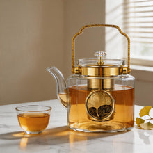 Luxury Square Glass Teapot with Gold Accents & Stainless Steel Infuser - 1.5L