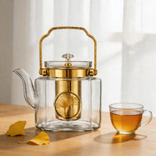 Luxury Square Glass Teapot with Gold Accents & Stainless Steel Infuser - 1.5L