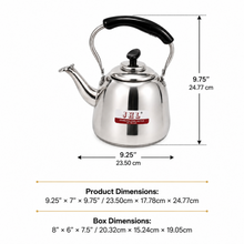 3L Stainless Steel Kettle with Black Handle, Hinged Spout Cover & Lid – Silver