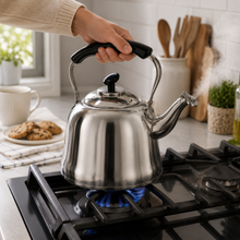 5L Stainless Steel Kettle with Black Handle & Spout Cover