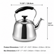 5L Stainless Steel Kettle with Black Handle & Spout Cover