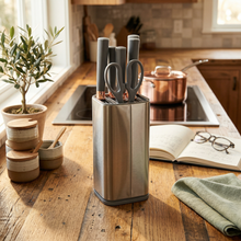 Gray Silicone Kitchen Utensil Set with Stainless Steel Holder