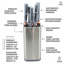 Gray Silicone Kitchen Utensil Set with Stainless Steel Holder