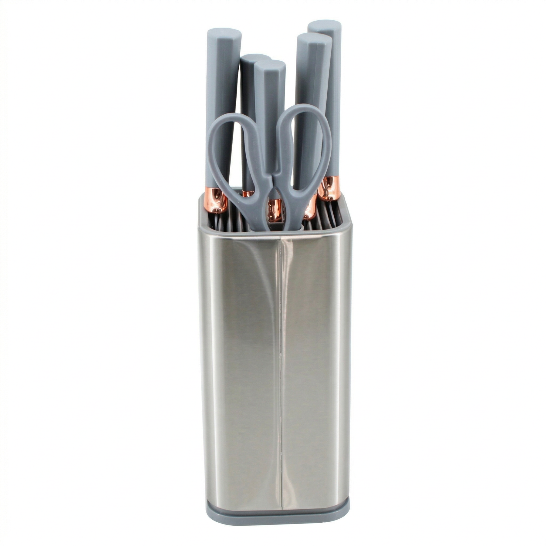 Gray Silicone Kitchen Utensil Set with Stainless Steel Holder