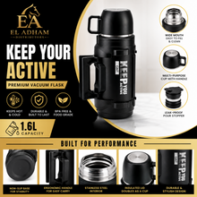 Mountain Mate Steel Thermal Insulated Sports Bottle Black 1.6L