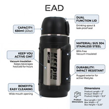 Mountain Mate Steel Thermal Insulated Sports Bottle Silver 1.6L