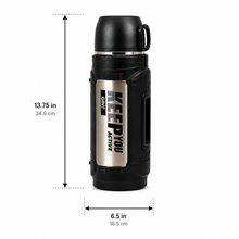 Mountain Mate 2.0L Steel Thermal Insulated Sports Bottle – Black & Silver Large-Capacity Flask with Carry Handle