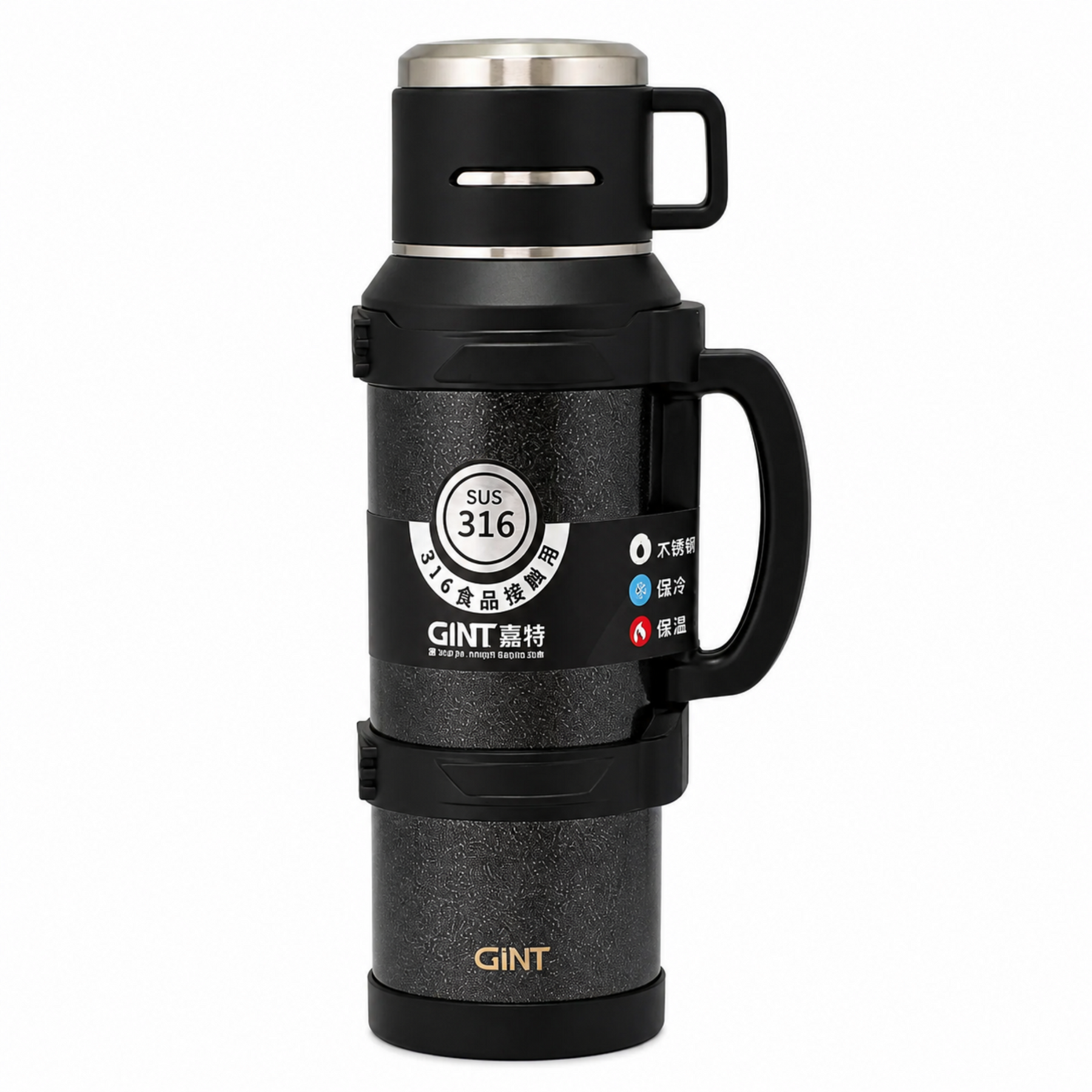 Mountain Mate Steel Thermal Insulated Sports Bottle Black 4.2L