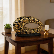 Modern Arabic Calligraphy Incense Burner (Bakhoor / Oud Holder) - Black Gold