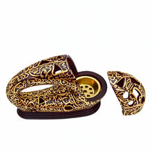 Modern Arabic Calligraphy Incense Burner (Bakhoor / Oud Holder) - Brown Gold