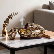 Modern Arabic Calligraphy Incense Burner (Bakhoor / Oud Holder) - Brown Gold