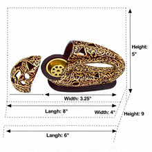 Modern Arabic Calligraphy Incense Burner (Bakhoor / Oud Holder) - Brown Gold