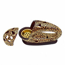 Modern Arabic Calligraphy Incense Burner (Bakhoor / Oud Holder) - Brown Gold