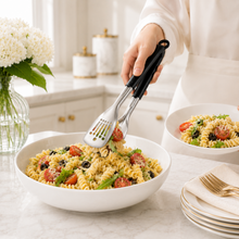 13.5-Inch 2-in-1 Slotted Serving Tongs with Black Handles