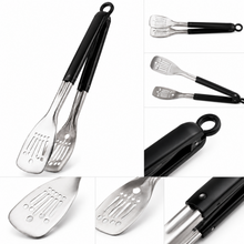 13.5-Inch 2-in-1 Slotted Serving Tongs with Black Handles
