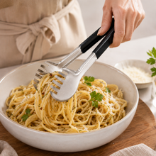Professional Stainless Steel Pasta Server - Black Ergonomic Handle