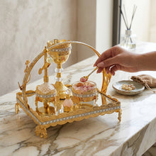 Luxury Gold Crystal Bakhoor Burner & Incense Stand Set with Mirrored Tray