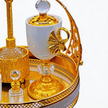 Luxury Black and Gold Incense Burner with Crystal Accents